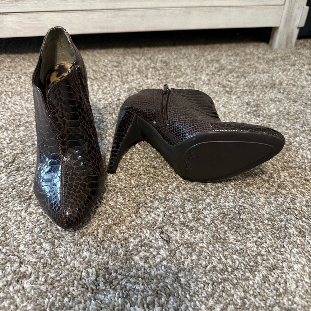 Sam Edelman Dark Brown Textured Ankle Booties